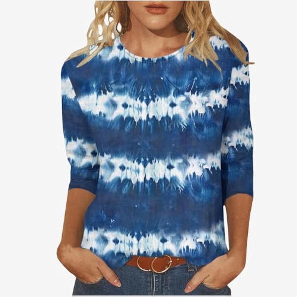 Frühling und Herbst Rundhals Bunt 3D-Druck Oberteil Modisches Lässiges Langarm Damen-T-Shirts