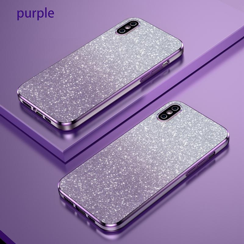 

Для iPhone X XR XS Max Чохол Блискучий Розкішний Електроплато Блискітки Чохол для Телефона Для iPhone XR Ударостійкий М який Бампер Прозора Задня Кришка For iphone Xs Max фіолетовий