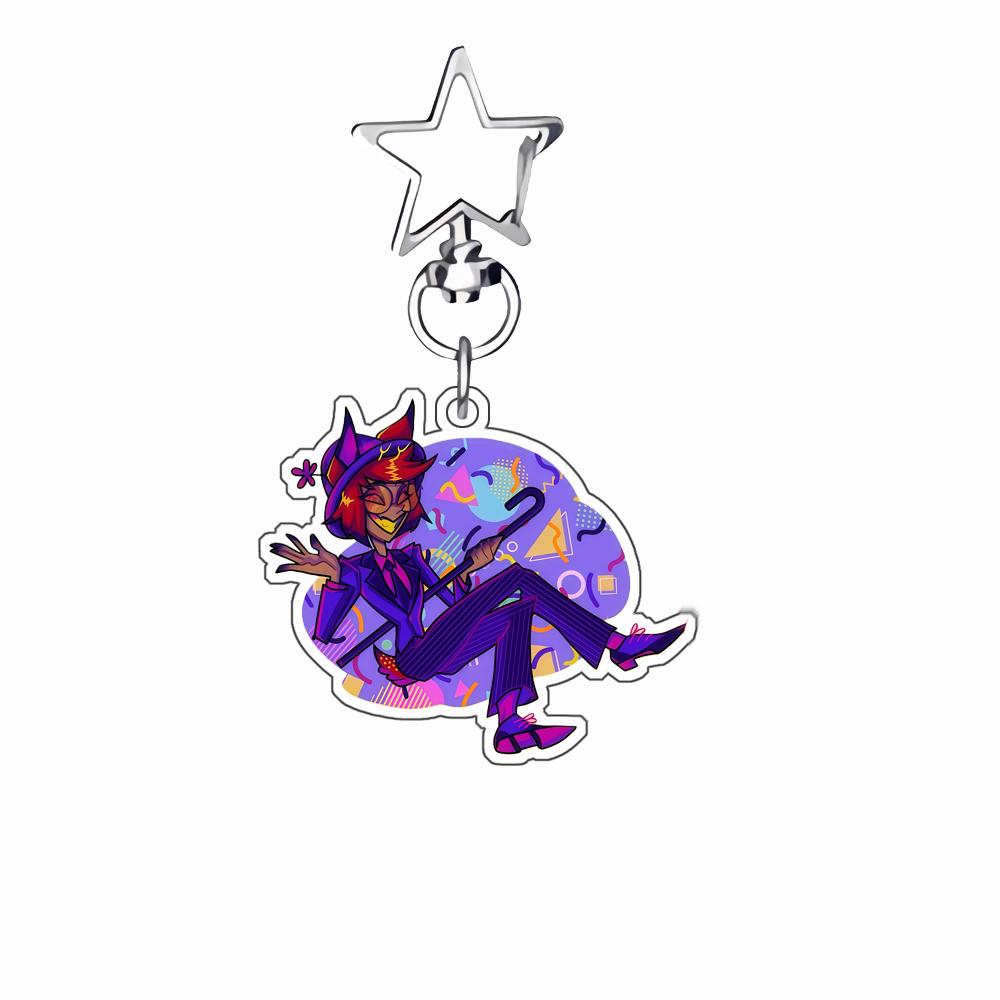 

6Cm Acrylic Keychain Bag for Helluva Boss Mammon Fizzarollii Cute Anime Character Accessory Bag Charm Gift for Fans