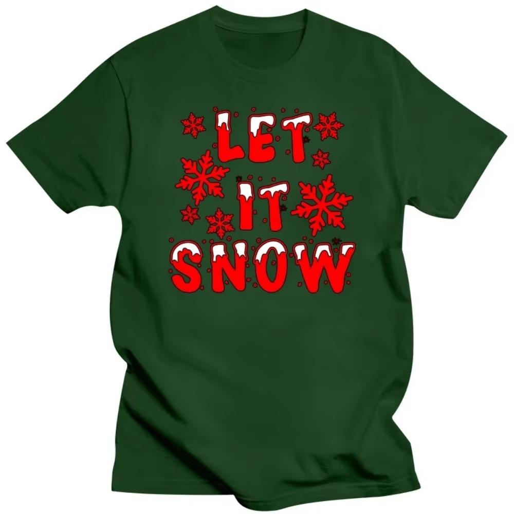 Y2k Shirt Christmas Let It Snow Merry Christmas T-shirts WHITE Tshirts Oversized T Shirt Vintage Streetwear Summer Y2k Tops Tees