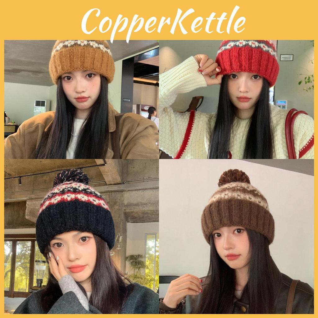 Women Knit Hat Acrylic Material Breathable Windproof Winter Fashionable Autumn