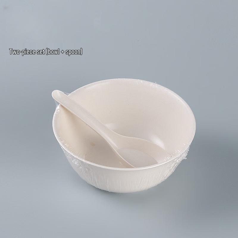 Yiceng Disposable Rice Husk Bowl & Spoon Set (100-Pack)
