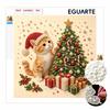 Framed Pearl Bead Art Set with Christmas Kitten Decor DIY Sparkling Canvas Painting Relaxing Hobby Gift for Meditation Room Decoration