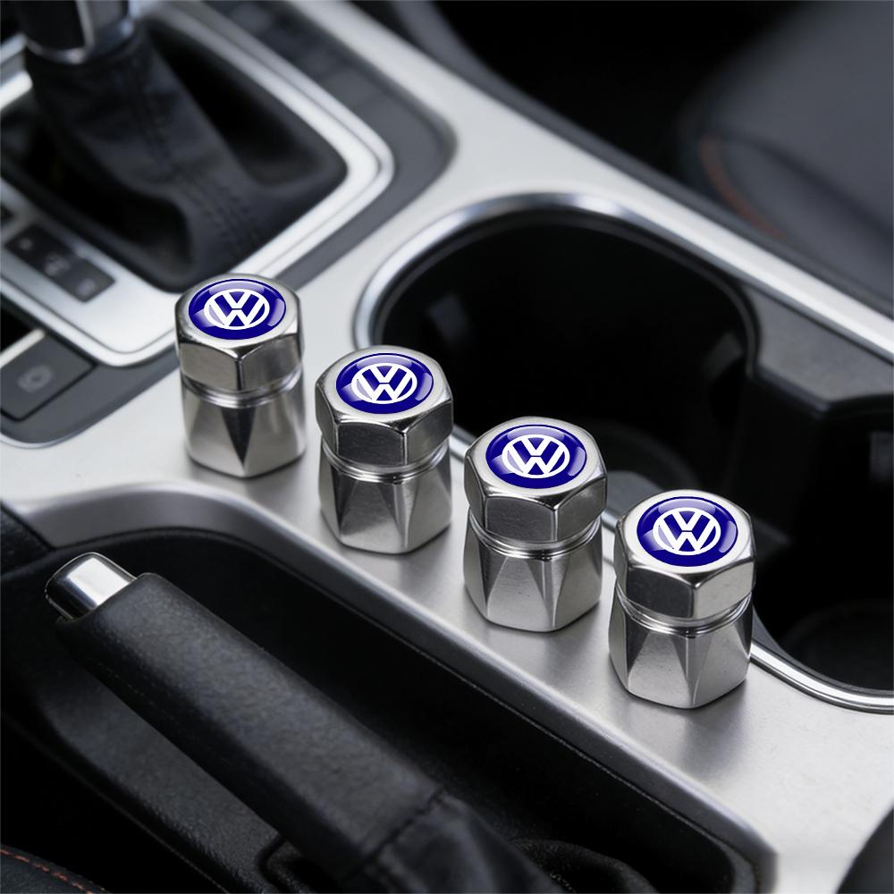 For Volkswagen b44Pcs Aluminum Car Tire Valve Caps Diamond Tyre Valve Airtight Cover Waterproof Dust For VW Jetta Golf EOS New R Auto Accessories