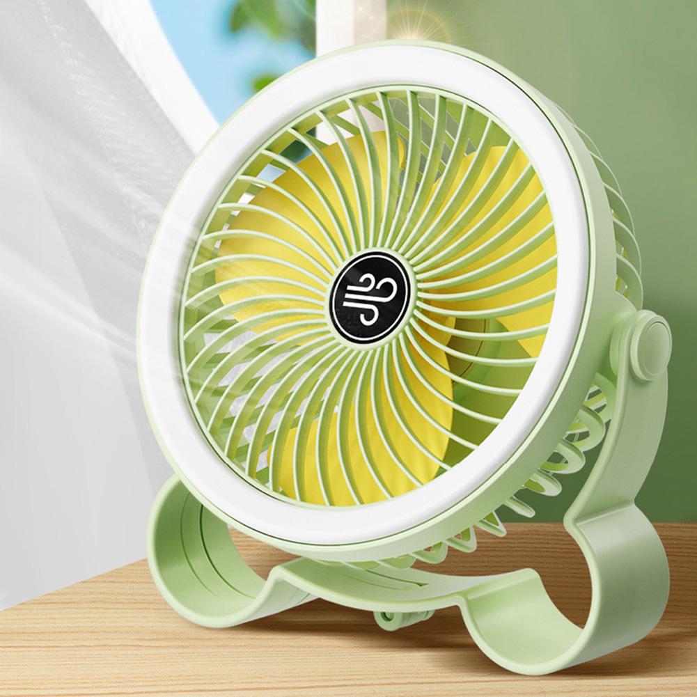 Desktop Portable Air Circulator USB Rechargeable 1200mAh Outdoor Camping Fan with LED Light Three Speed Electric Air Cooling Fan