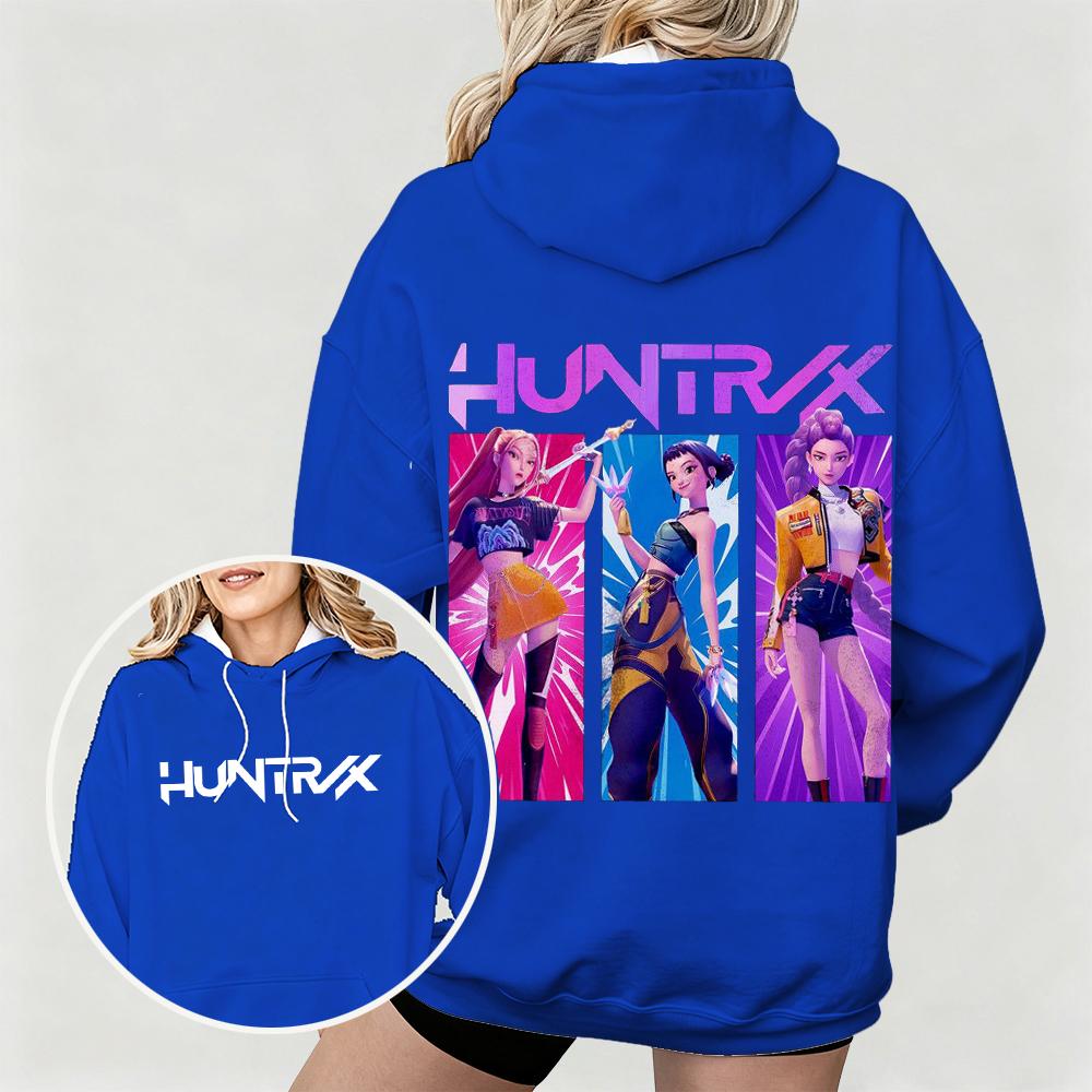 New Women's Oversized Hoodie with KPop Demon Hunters Animated Characters Print Dual-Side Art Design for Casual Daily Wear