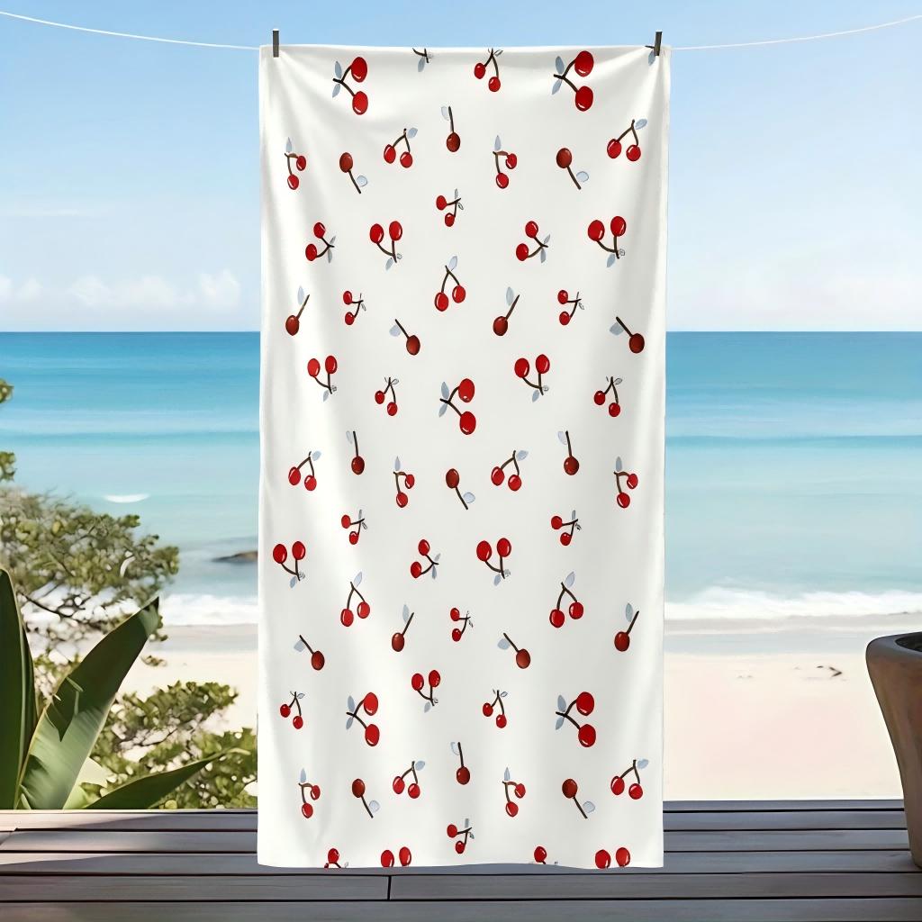 Telo Mare con Stampa Ciliegie Dolci, Morbido Asciugamano Assorbente ad Asciugatura Rapida, Ottimo per Vacanze al Mare Festa in Piscina, Bella Vacanza Estiva