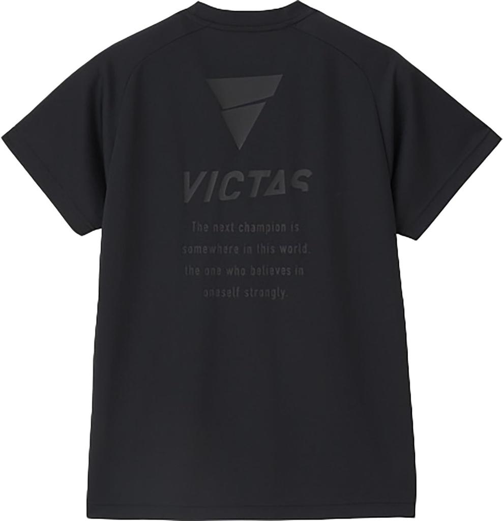 Victus Table Tennis Unisex T-Shirt, V-TS508, Black, 3XL, 532501, Moisture-Wicking, Quick-Drying, Stretchy,