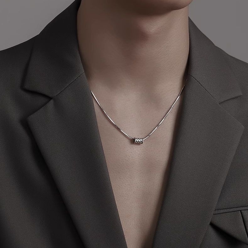 Men's Necklace Men's Trendy Collarbone Chain Trendy Brand Versatile High Street Hip Hop Men's Pendant Accessory Gift for Boyfriend
