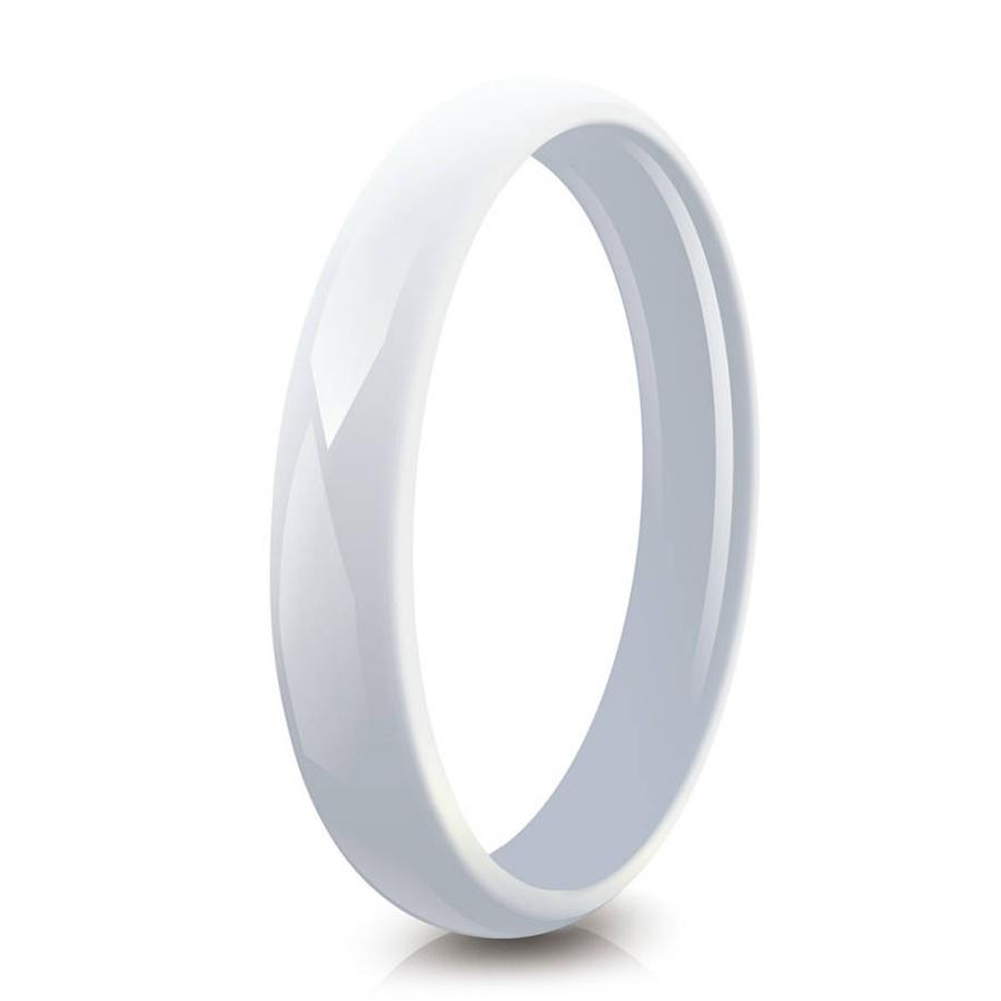 3mm Women's Ceramic Wedding Band Minimalist Solid Stackable Ring In Black White Pink Blue Green Purple