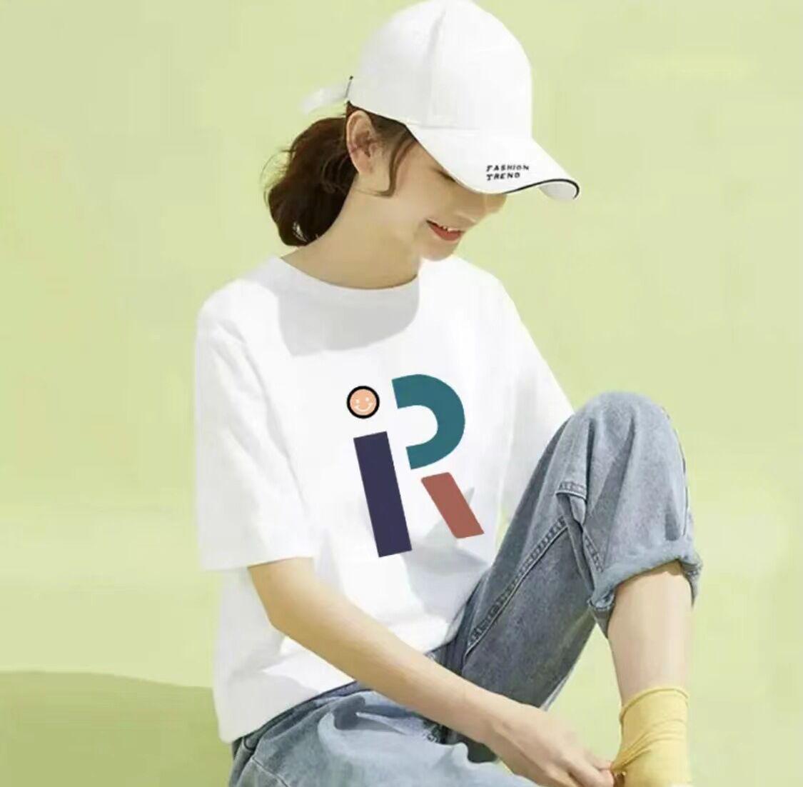 

Женская трендовая футболка премиум-класса из чистого хлопка с коротким рукавом и принтом R – Стильный и модный топ для нижнего белья XL