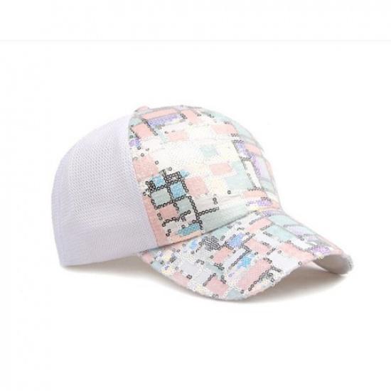 Женская кепка-бейсболка с блестками и пайетками, повседневная сетчатая кепка-тракер, уличная шляпа от солнца