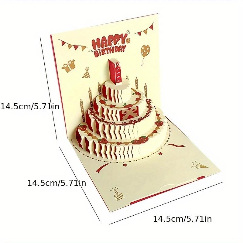 Handmade Colored Birthday Cake Gift Card, 3D Creative 3D Greeting Card, Christmas Invitation Card