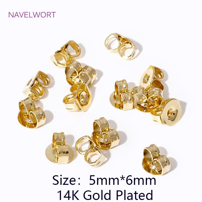 50/100Pcs 14K Gold Plate Brass Earing Back Stopper Butterfly Earing Plug For Jewelry Making DIY Earring Jewelry Accessories