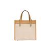Coach Field 22 Logo Badge Quilted Snap Fabric And Leather Tote Bag Women Tote Bags Khaki CH740-B4VPJ