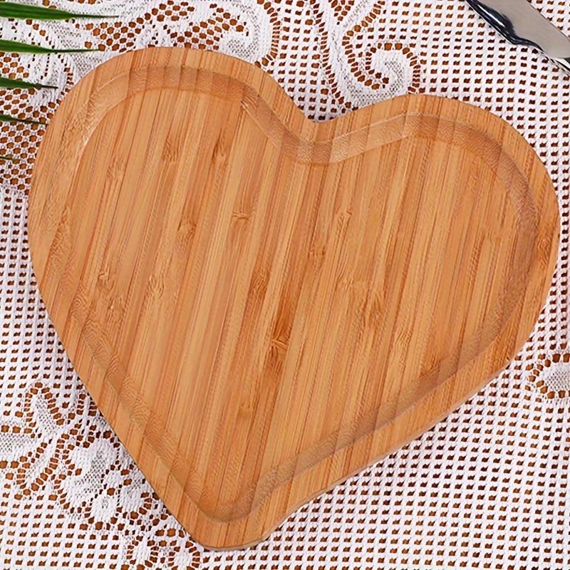 Heart Shaped Bamboo Snack Tray 1pc Wooden Fruit Plate Sushi Platter for Party Nut Plate Refreshment