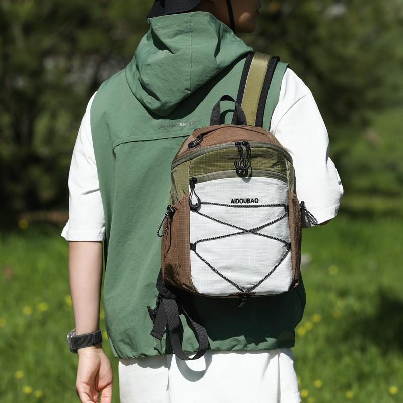 Schoolbag Outdoor Summer New Leisure Outdoor Sports Leisure Mountaineering Backpack Contrasting Colors Trendy Cool Travel Small Backpack