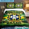 Custom Name Brazi Football Team 3PCS Bedding Set For Bedroom Dormitory,Including 1pc Duvet Cover And 2pcs Pillowcases Large size Fan gift