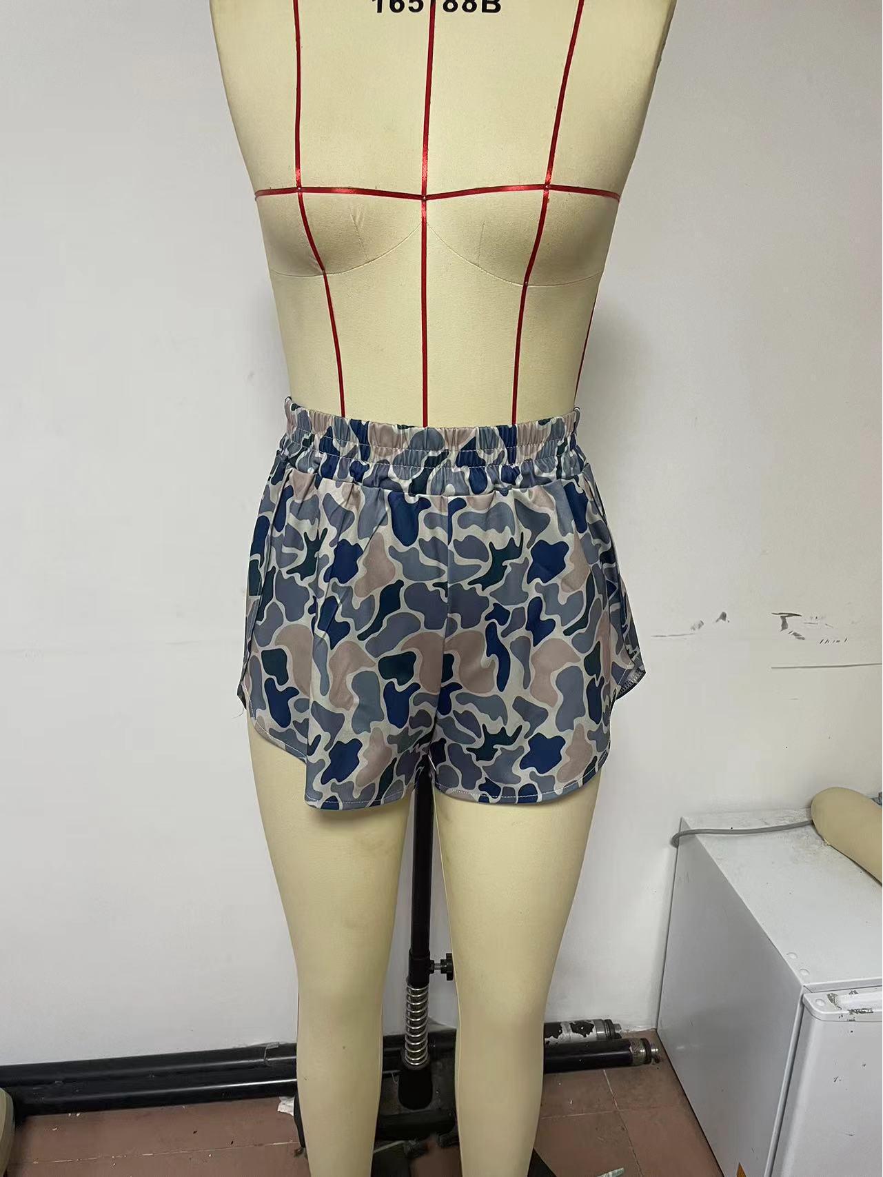 2024 Women s Elastic Digital Print Shorts - European & American Style 13-14 Years