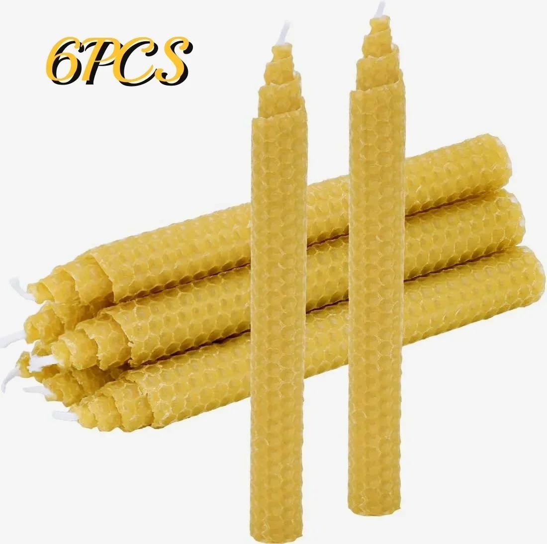 

Свечи конусные из пчелиного воска, скрученные вручную в виде сот, бездымные восковые свечи для вечеринок, свиданий, домашнего декора для обеденного стола