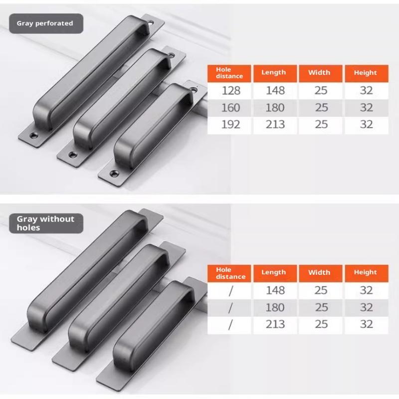 Alüminyum Alaşım Deliksiz Kulplu Cam Sürgülü Kapı Pencere Çekmece Dolap İt-Çek Banyo Çıkartması Kapı Kulpları