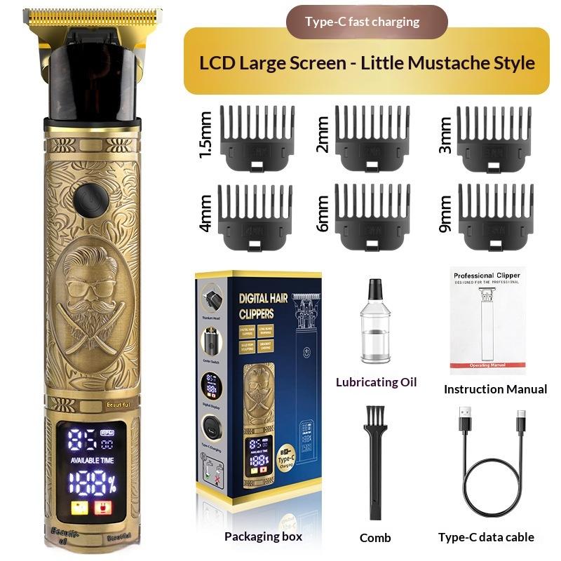 Hair Clipper Digital Display Electric Hair Clipper Professional Carving Oil Head Push Multifunctional Electric Clipper Rechargeable