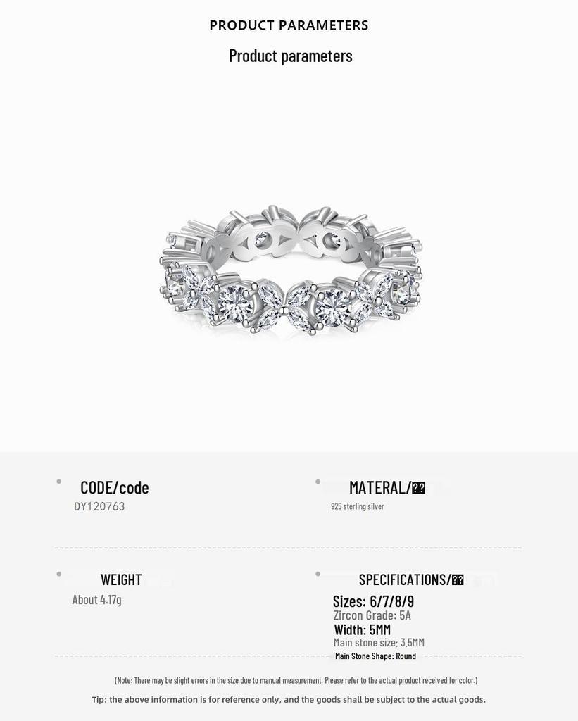 925 Silver Women's Oval Rhombus Diamond Ring - Niche, Light Luxury Design