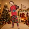 Christmas-print long-sleeve and long-pant matching family loungewear set