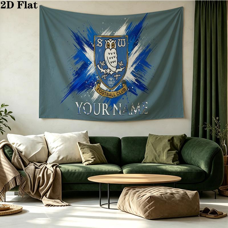 Custom Name Sheffield Wednesday Football Club Printed Tapestry – Wall Hanging for Bedrooms, Dorms, and Home Decor