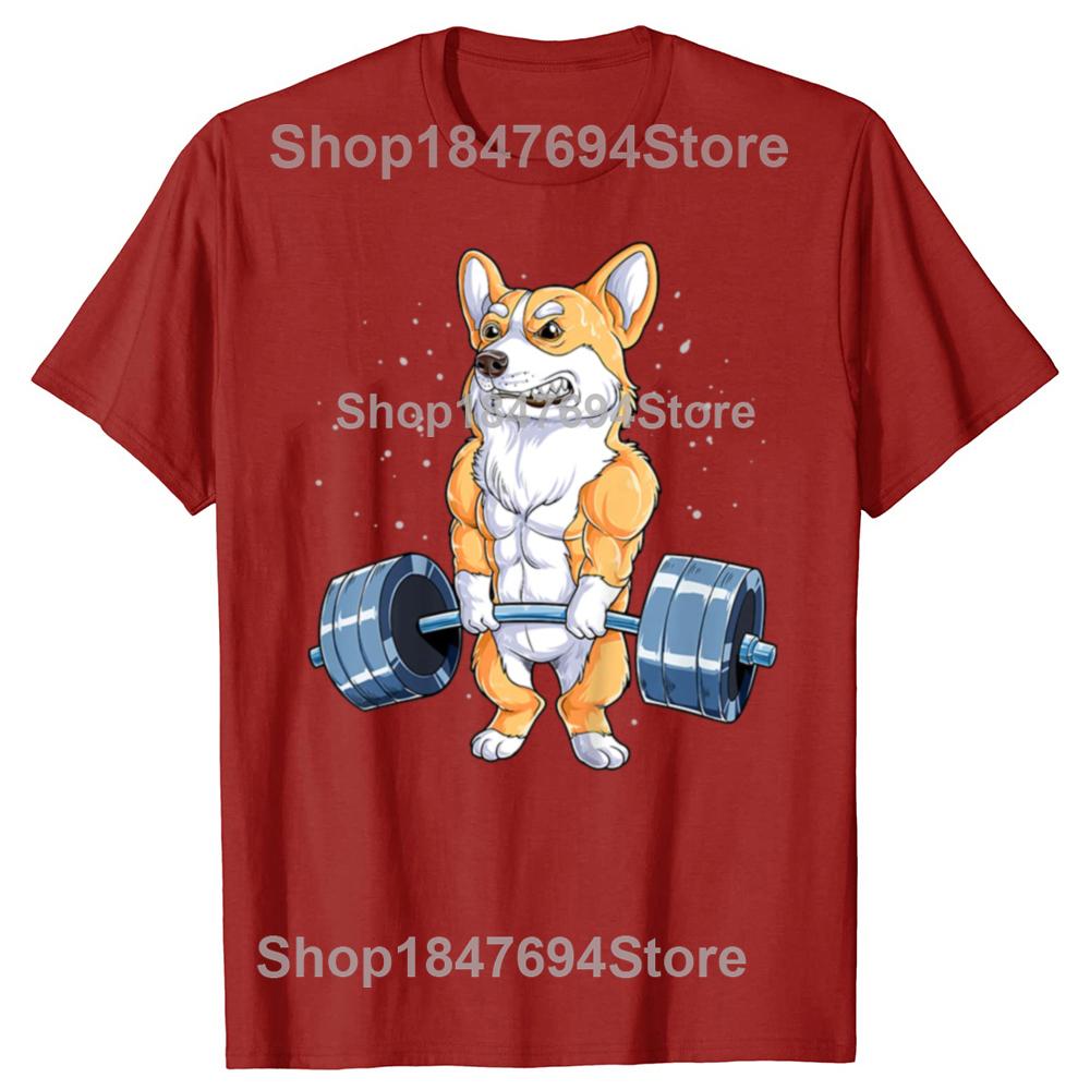 

Corgi Weightlifting Funny Deadlift Graphic Cotton Tshirts Men Womens Fashion Casual Tshirt Loose Oversized Streetwear T Shirt S