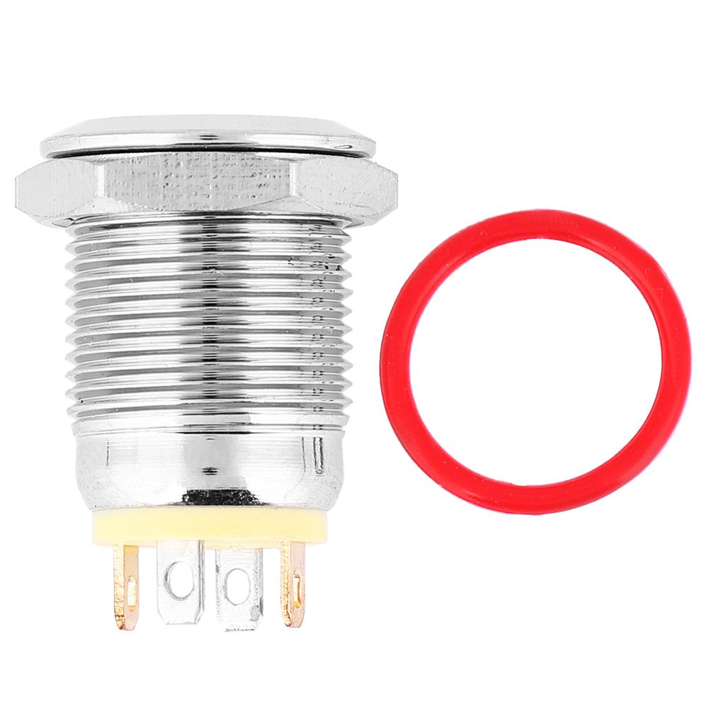 Gelbes LED-Licht Wasserdichter Flachkopf Selbstrückstellender Metall-Drucktaster mit Power-Symbol 12mm(3V)