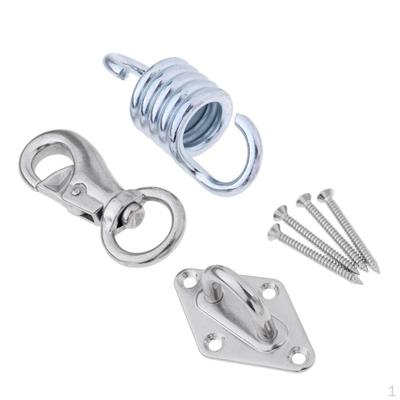RVS / Plafondmontagebeugel/Anker met Draaibare Clip, Veer, Pad-oogplaat voor Riemen, Hangmat,