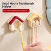 House Shape Toothbrush Holder Punch Free Wall Mounted Toothbrush Storage Rack Draining Bathroom Organizer For Bathroom Decor