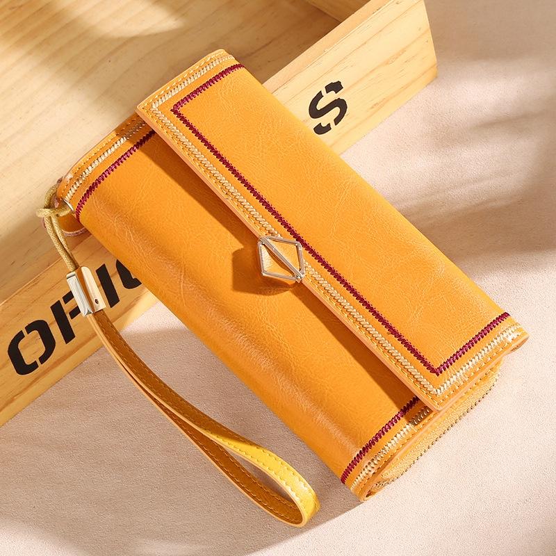 IELGY Женская сумка кожаная денежная ретро черная большая емкость на молнии модная — фото 10