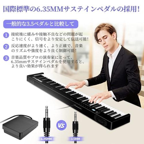 TERENCE X88D Digital Piano, 88 Keys, Foldable, 10W Dual Speaker Output, Acoustic Piano Size, Dual Tones, Metronome, Recording, MIDI Functions, Recharg