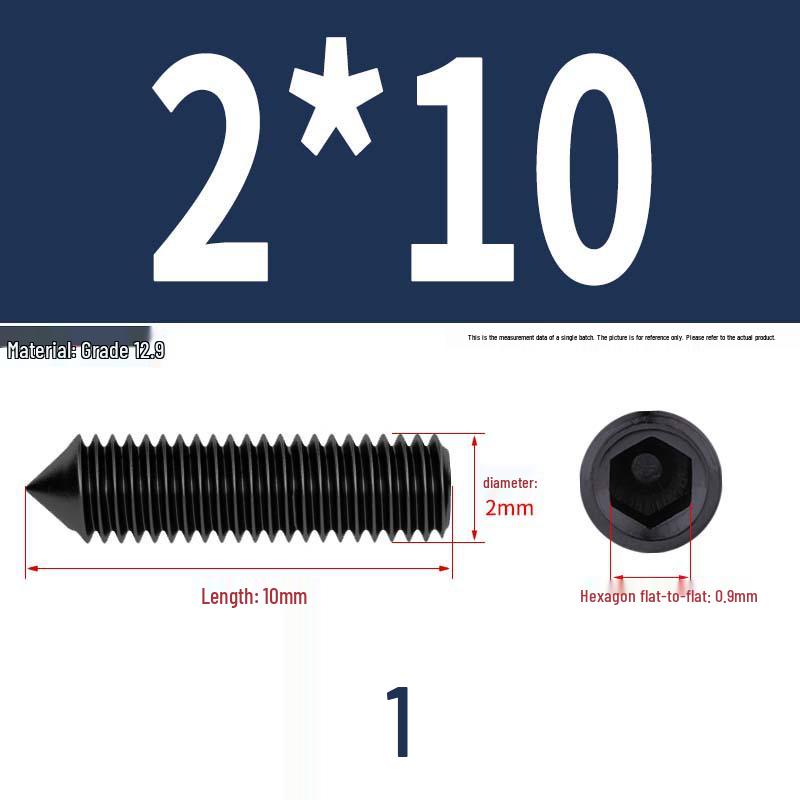12.9 Edelstahl 304 Innensechskant Kegelspitze Gewindestift M2/M3