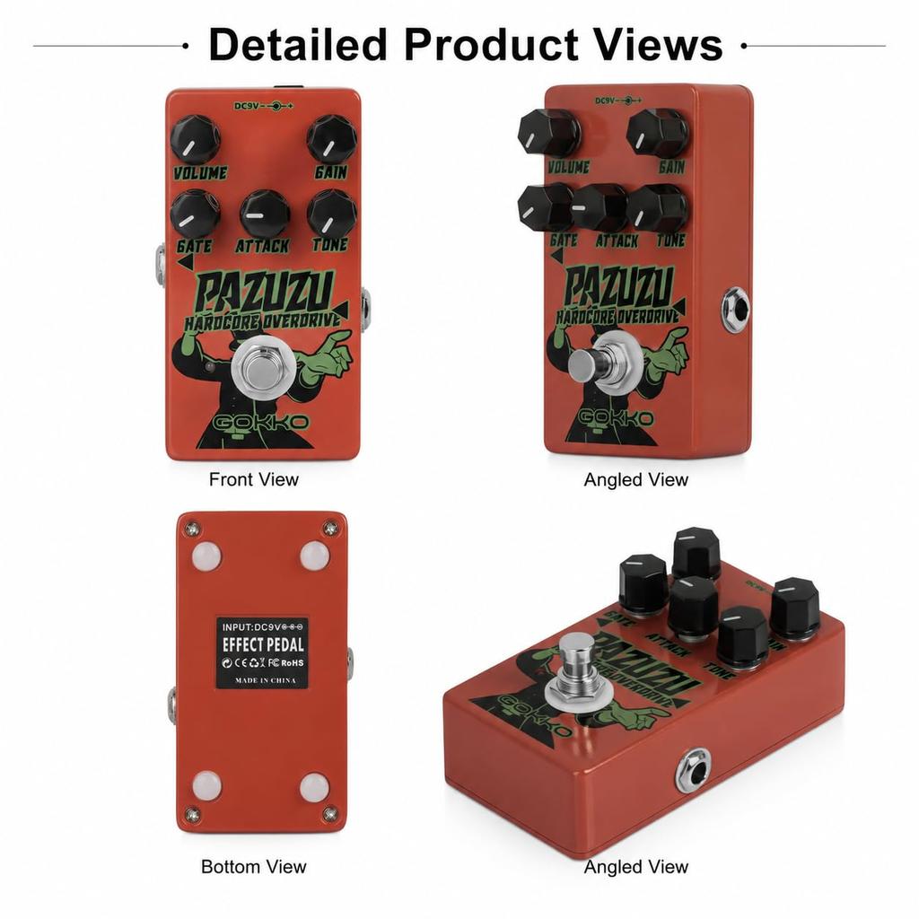 GOKKO OVERDRIVE A Overdrive Pedal with a Noise Ideal for Guitarists Seeking a Wide Range of Overdrive GK-62 - Multi-tone Built-in Gate. Tones.