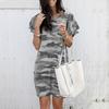 2026 Summer Women's Round Neck Camouflage Print Loose Short Sleeve Dress