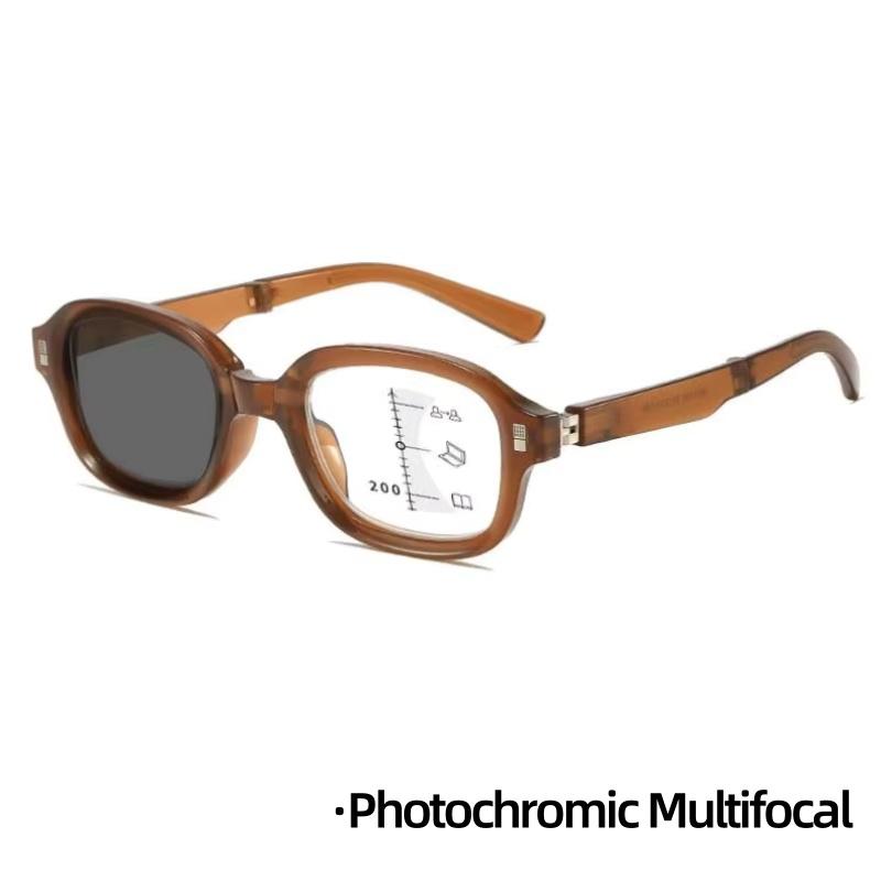 Portable Foldable Photochromic Reading Glasses Men Women Progressive Multifocal +1.0 To +4.0 Outdoor Presbyopia Glasses