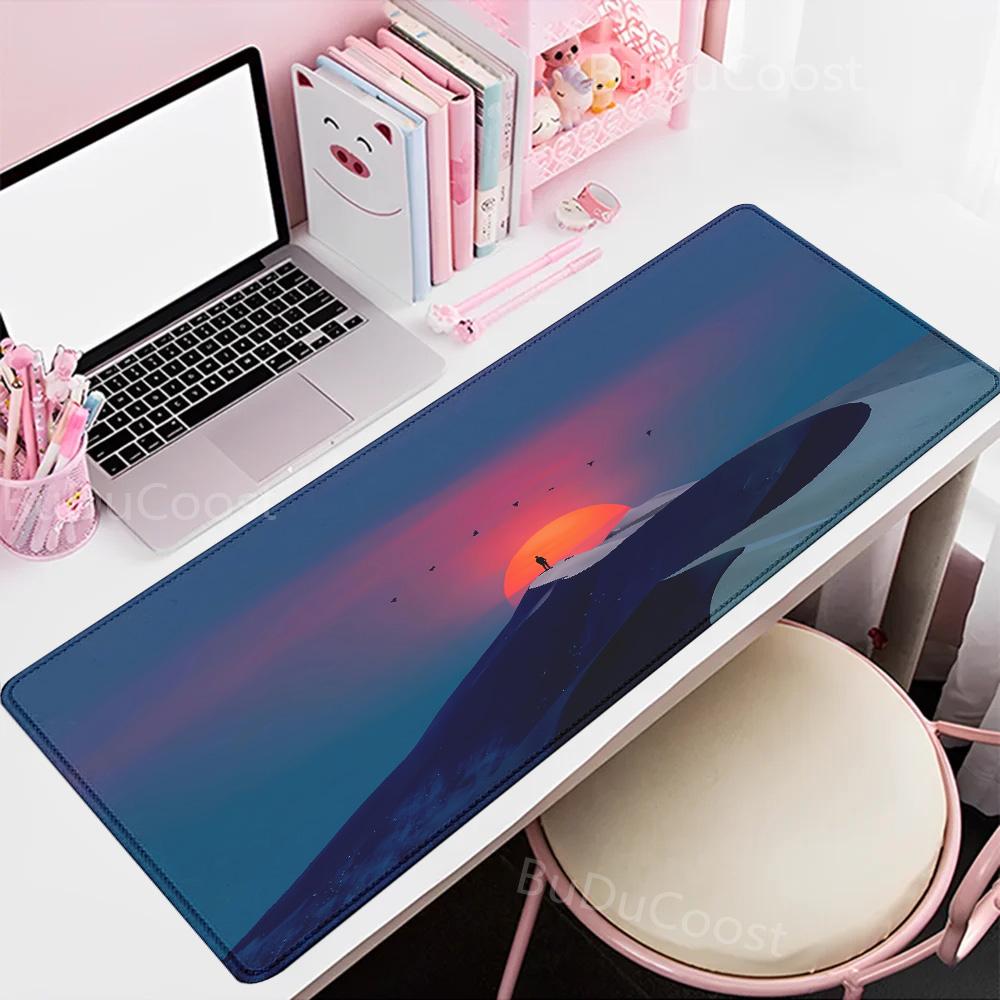 500x1000mm HD-Druck Gummi-Mauspad Landschaft Berg Sonnenuntergang Cartoon-Mauspad XXL Erweitertes Pad Maus Computer Rutschfeste Matte