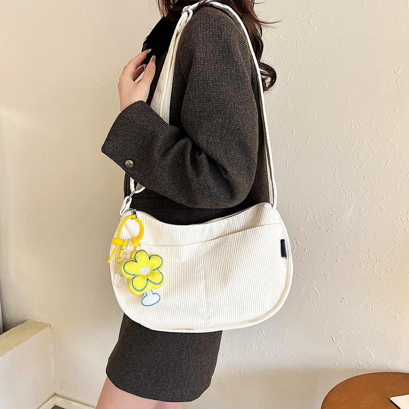 Japanese Harajuku corduroy bag female messenger ins cute dumpling bag literature and art student shoulder bag