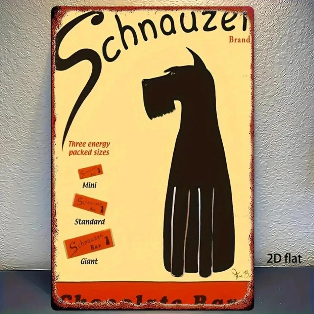 Schnauzer Dog Chocolate Bar Tin Metal Sign Vintage Wall Art for Home Bar Garage Decor