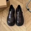 Platform loafers women's 2025 spring new versatile college style single shoes JK style black round head thick heel small leather shoes