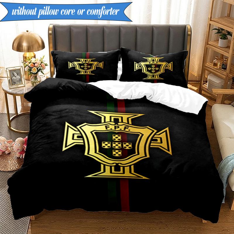 3PCS Portugal's National Emblem Bedding Set 2D Printing (Includes 1 Duvet Cover + 2 Pillowcases Coreless), Bedroom decor,Fan gift