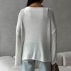 Dame Strikketopper Rund Hals Langermet Genser Topper Løs Passform Ensfarget Høst Pullover Topper Strikk