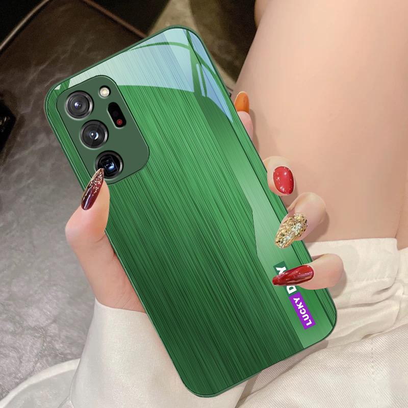 Wood Grain Green For Samsung Galaxy Note 8 9 10 PRO 20 Ultra A01 02 03 Core 04E 4G 12 13 5G Tempering Glass Phone Case