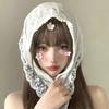2pcs Korean Ins Lace Hair Scarf for Women Retro Triangle Hair Band Strap Hair Bag Headscarf Hat French Pastoral Travel Headband