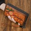 Vegetable Tanned Leather Women's Wallet with Double Zippers, Long Wallet with Embossing, Hand Wiping Process, Anti-theft Brush