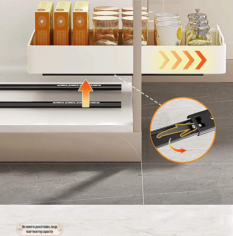 No-Install Spice Rack & Drawer Basket for Under-Sink Kitchen Storage