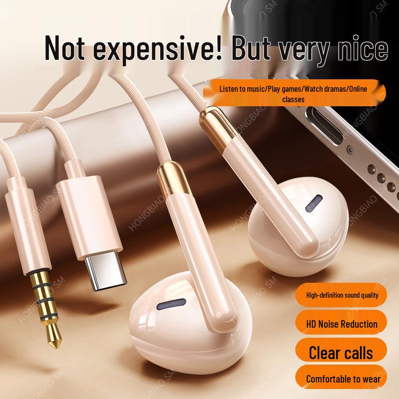 

2025 HiFi In-Ear Wired TYPE-C Earphones - High Sound Quality for Mobile Phones Cloud Black 3.5mm Universal